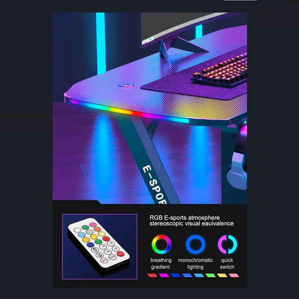 120Cm New Arrive Computer Table Z Shaped Gaming Desk With Rgb Led Lights Tables Home Office Desks