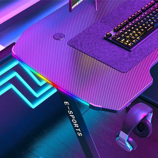 120Cm New Arrive Computer Table Z Shaped Gaming Desk With Rgb Led Lights Tables Home Office Desks