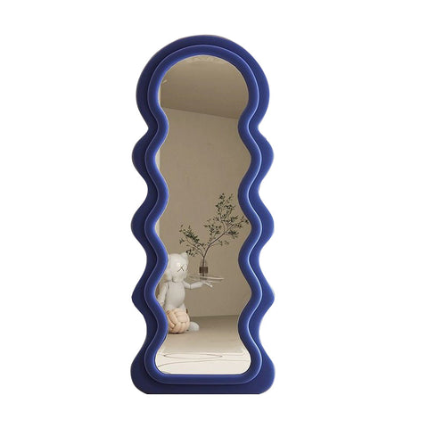 1.7M Elegance Curvy Floor Mirror Wavy Full Lenght Squiggle Body Irregular Asymmetrical Home Decor Blue Mirrors
