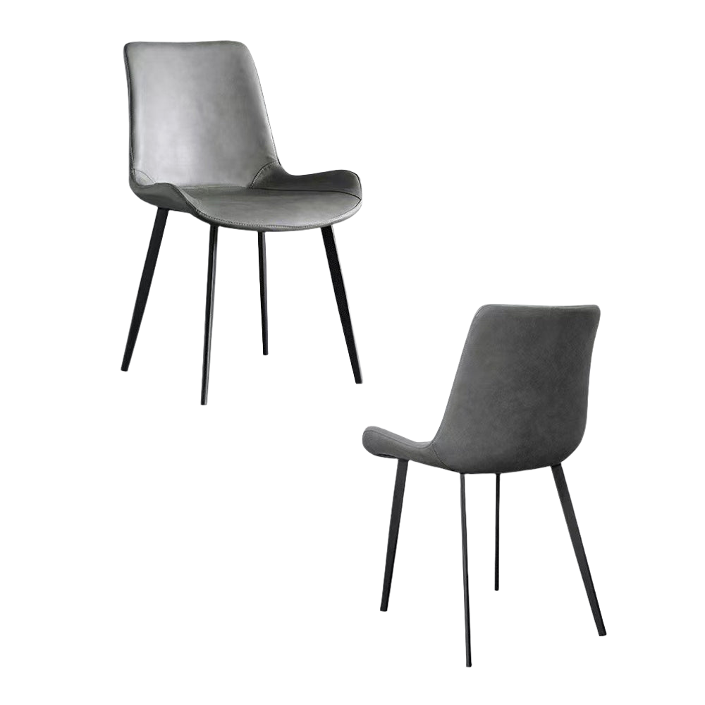 Minimal List Pu Retro Cafe Kitchen Modern Metal Legs X 2 Grey Dining Chairs