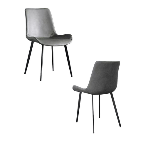 Minimal List Pu Retro Cafe Kitchen Modern Metal Legs X 2 Grey Dining Chairs