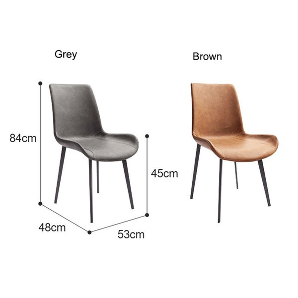 Minimal List Pu Retro Cafe Kitchen Modern Metal Legs X 2 Grey Dining Chairs