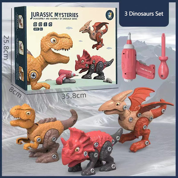 Disassemble Blocks Jurassic Dinosaurs Building Toys Battery Drill Tyrannosaurus Rex Wyvern Velociraptor Stegosaurus 3 Building Toys Sets & Packs