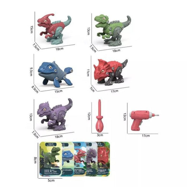 Disassemble Blocks Jurassic Dinosaurs Building Toys Battery Drill Tyrannosaurus Rex Wyvern Velociraptor Stegosaurus 5 Building Toys Sets & Packs