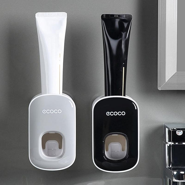 Ecoco Wall Mount Auto Ands Free Toothpaste Dispenser Automatic Squeezer Bathroom Holder Black Tumblers & Toothbrush Holders