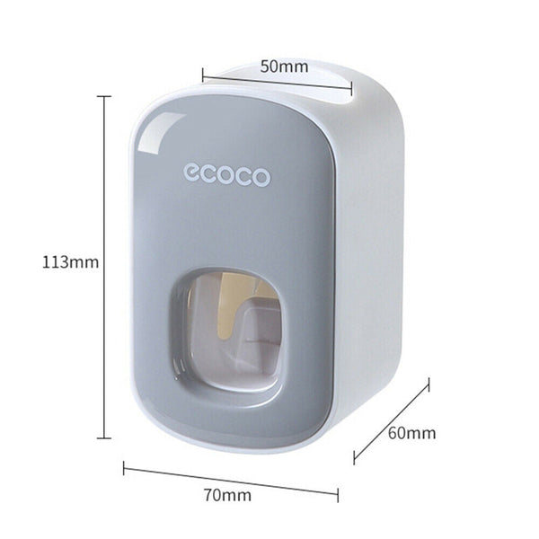 Ecoco Wall Mount Auto Ands Free Toothpaste Dispenser Automatic Squeezer Bathroom Holder Black Tumblers & Toothbrush Holders
