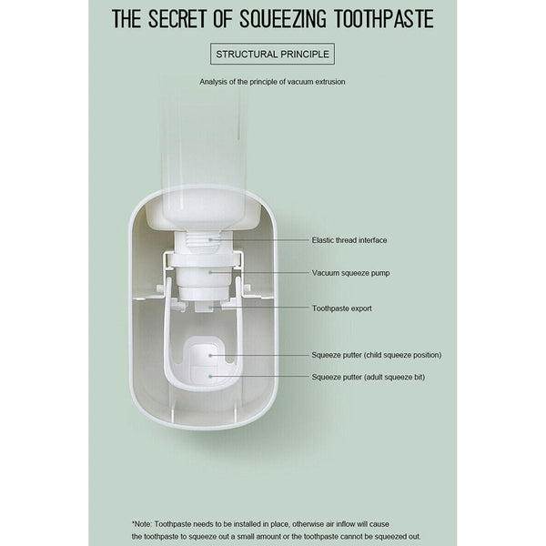 Ecoco Wall Mount Auto Ands Free Toothpaste Dispenser Automatic Squeezer Bathroom Holder Grey Tumblers & Toothbrush Holders