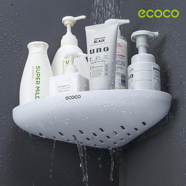 Shelves Ecoco Bathroom Corner Shower Shelf Caddy Storage Organizer Wall Mounted For Kitchen Toilet Black