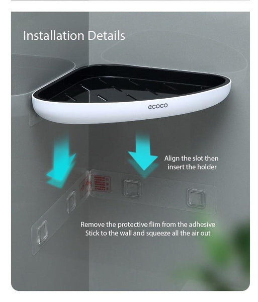 Shelves Ecoco Bathroom Corner Shower Shelf Caddy Storage Organizer Wall Mounted For Kitchen Toilet Black