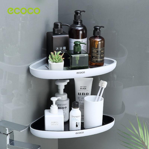 Shelves Ecoco Bathroom Corner Shower Shelf Caddy Storage Organizer Wall Mounted For Kitchen Toilet Black