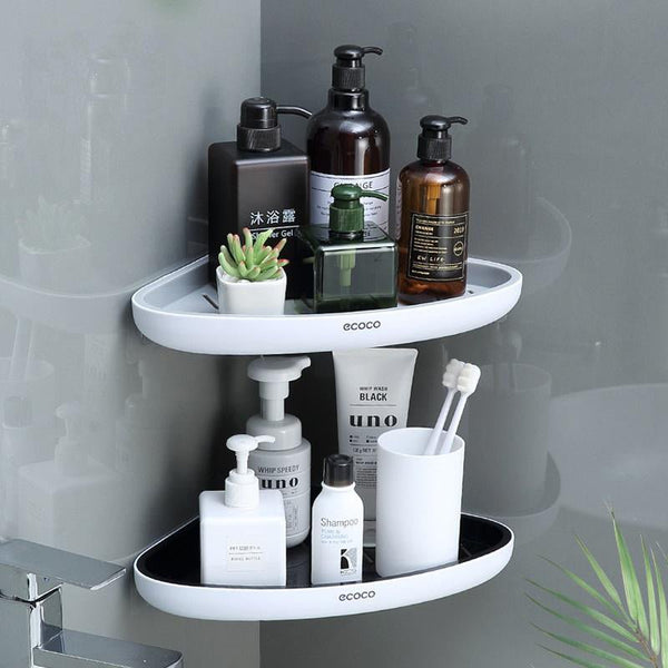 Shelves Ecoco Bathroom Corner Shower Shelf Caddy Storage Organizer Wall Mounted For Kitchen Toilet Black
