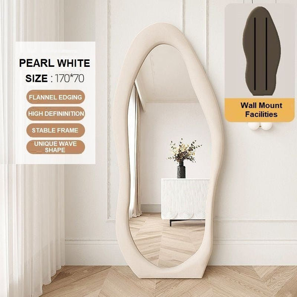 1.7M Standing Maiden Mirror Full Length Aesthetic Size Floor Bedroom Creative Modern Deco Pearl White Mirrors