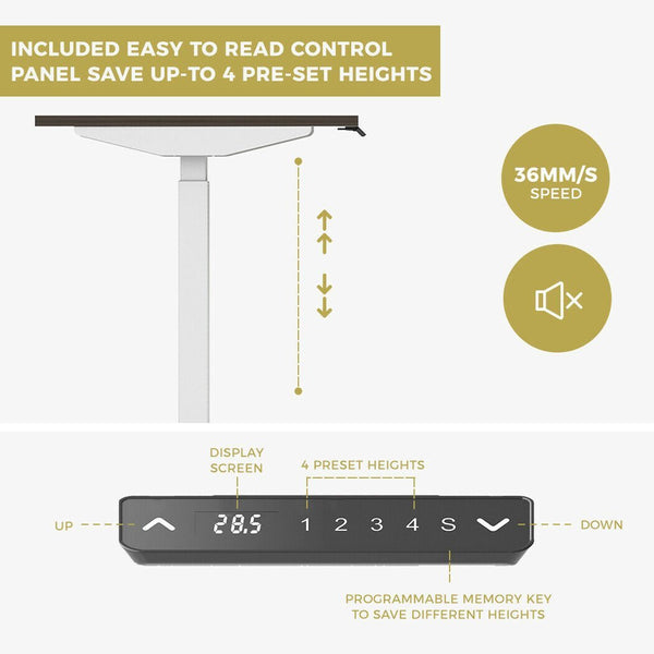 Standing Desk Height Adjustable Sit Motorised Dual Motors Frame White Only Home Office Desks