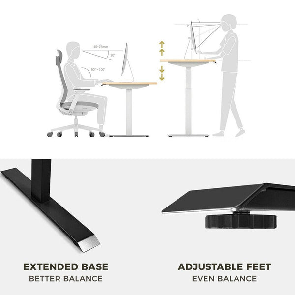 Standing Desk Height Adjustable Sit Motorised Dual Motors Frame White Only Home Office Desks
