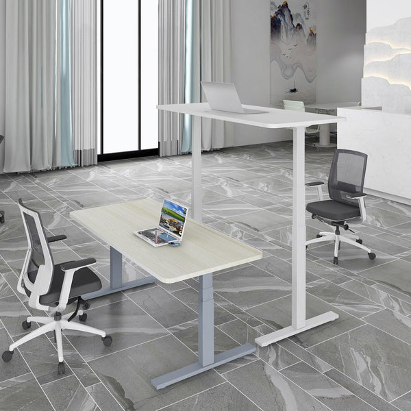 Standing Desk Height Adjustable Sit Motorised Dual Motors Frame White Only Home Office Desks