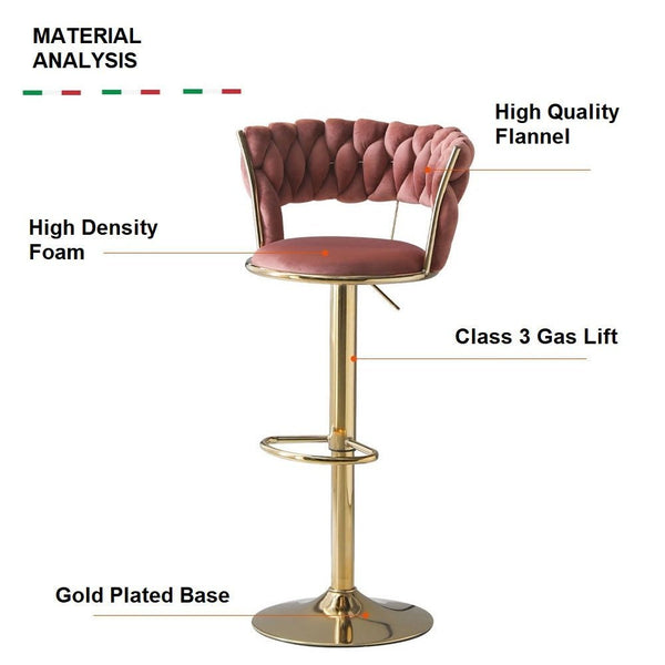 Serenita Red Bean Brown Velvet Kitchen Breakfast Bar Stools Counter Height X2 Benches Bar Stools