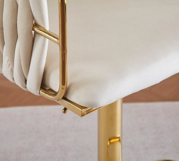 Height Blue Velvet Swivel Bar Stool With Golden Round Base Benches Bar Stools