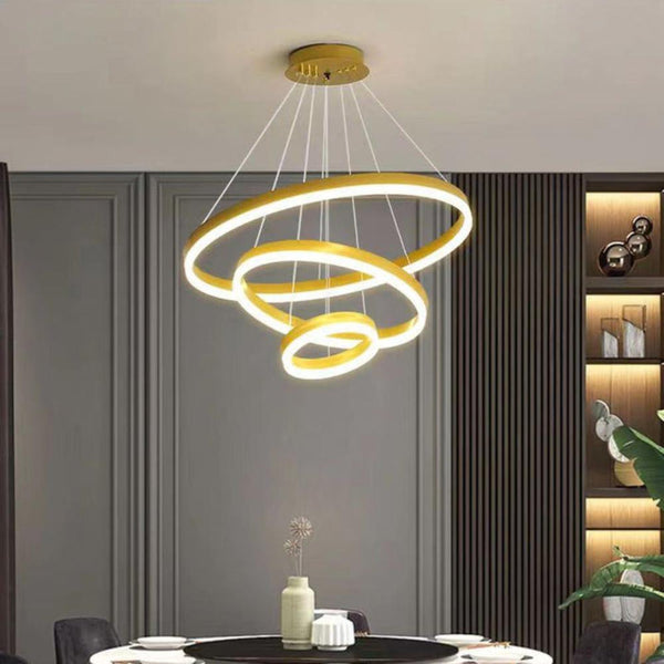 Gold 3 Rings Minimalist Led Pendant Light Circular Chandelier Chandeliers & Ceiling Fixtures