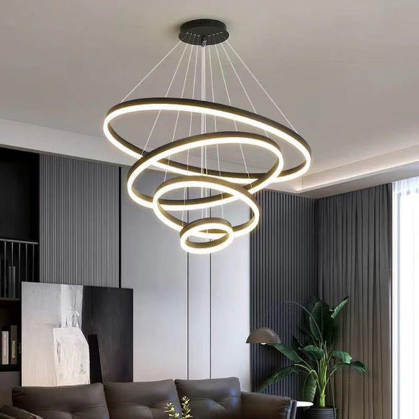 Gold 4 Rings Minimalist Led Pendant Light Circular Chandelier Chandeliers & Ceiling Fixtures