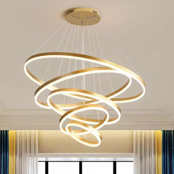 Gold 5 Rings Minimalist Led Pendant Light Circular Chandelier Chandeliers & Ceiling Fixtures