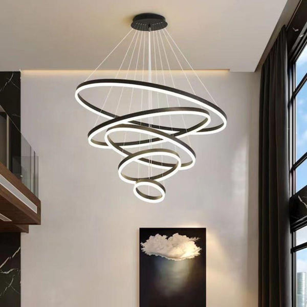 Gold 5 Rings Minimalist Led Pendant Light Circular Chandelier Chandeliers & Ceiling Fixtures