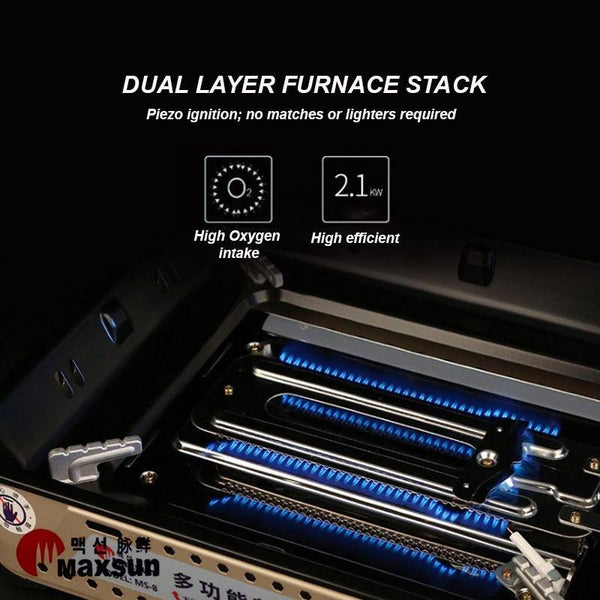 Gas Burner Stove With Inset Non Stick Cooking Pan Cooker Butane Camping 60Mm Deep Camping Stoves