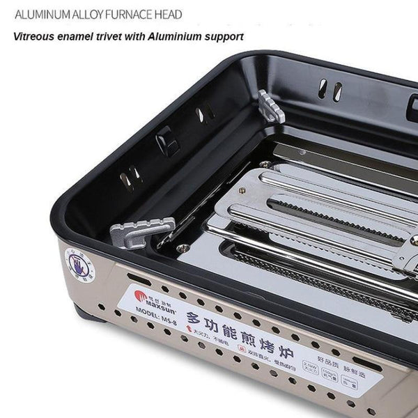 Gas Burner Stove With Inset Non Stick Cooking Pan Cooker Butane Camping 60Mm Deep Camping Stoves