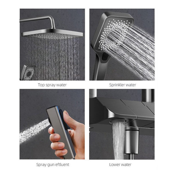 Geobella S31 Luxury Shower System Hot Cold Mixer Set Bathroom Thermostatic Spa Rainfall Tap Bathtub Wall Mount Led Digital Faucet Shower Heads & Combo