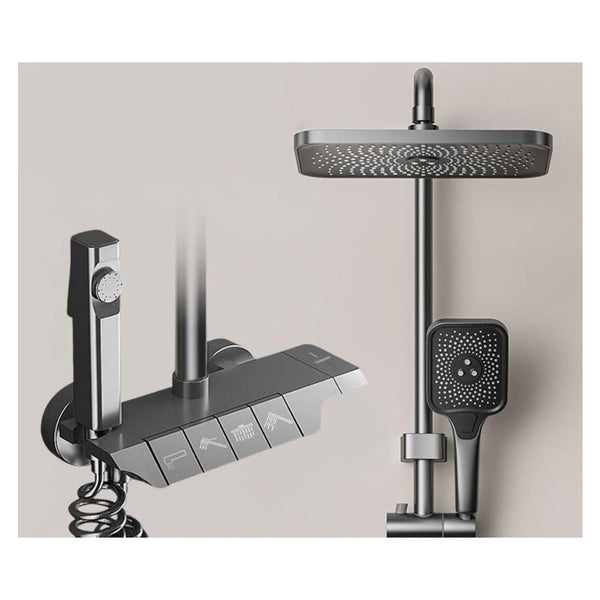 Geobella Luxury Shower System Hot Cold Mixer Set Bathroom Thermostatic Spa Rainfall Tap Bathtub Wall Mount Led Digital Faucet Shower Heads & Combos