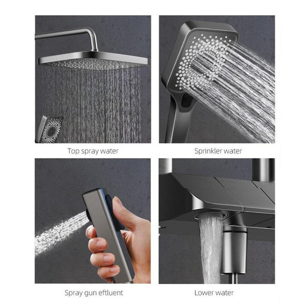 Geobella Luxury Shower System Hot Cold Mixer Set Bathroom Thermostatic Spa Rainfall Tap Bathtub Wall Mount Led Digital Faucet Shower Heads & Combos