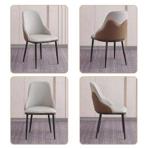 Velluto Dining Chair Modern Upholstered Leather Kitchen Chairs With Armrests Bathtub Leisure Lounge Living Room Bedroom Home Set Of 2(Light Grey) Dini