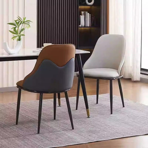 Velluto Dining Chair Modern Upholstered Leather Kitchen Chairs With Armrests Bathtub Leisure Lounge Living Room Bedroom Home Set Of 2(Light Grey) Dini