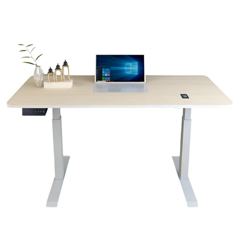 Standing Desk Height Sit Motorised Grey Single Frame 120Cm Maple Top Standing Desks