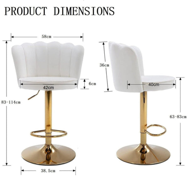 Set Of 2 White Velvet Swivel Bar Stools With Gold Base Benches Bar Stools