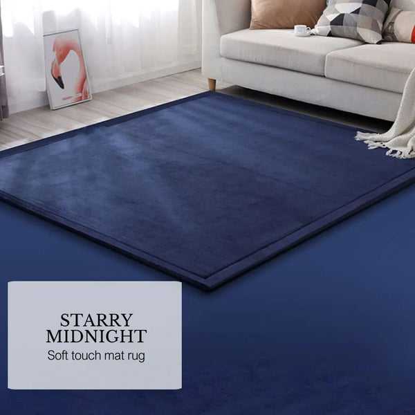 Soft Touch Ultra Plush Memory Foam Tatami Midnight Blue Mat 200 X 300Cm Rugs