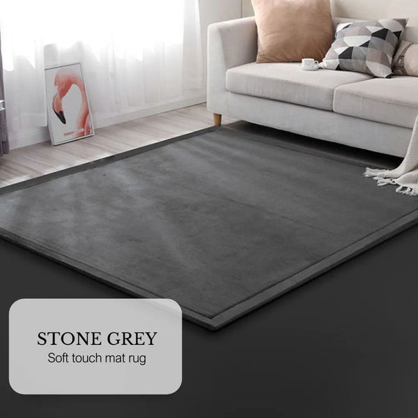 Soft Touch Ultra Plush Memory Foam Tatami Stone Grey Mat 200 X 300Cm Rugs