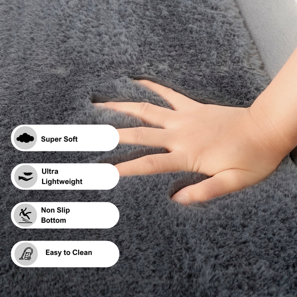 Soft Touch Ultra Plush Memory Foam Tatami Stone Grey Mat 200 X 300Cm Rugs