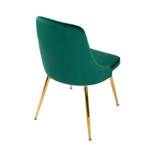 Viva Forever Set Of 2 Green Velvet Art Deco Design With Gold Metal Legs Dining Chairs