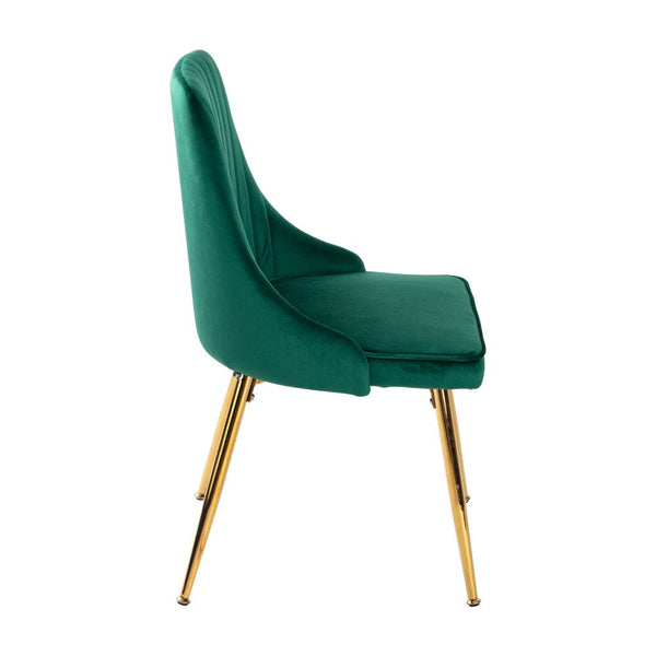 Viva Forever Set Of 2 Green Velvet Art Deco Design With Gold Metal Legs Dining Chairs