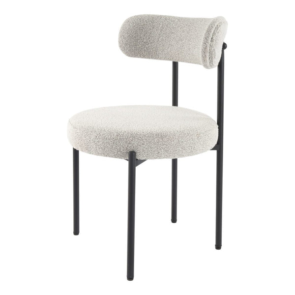 Luxe Boucle Cushioned Elsa In White Quartz Dining Chairs