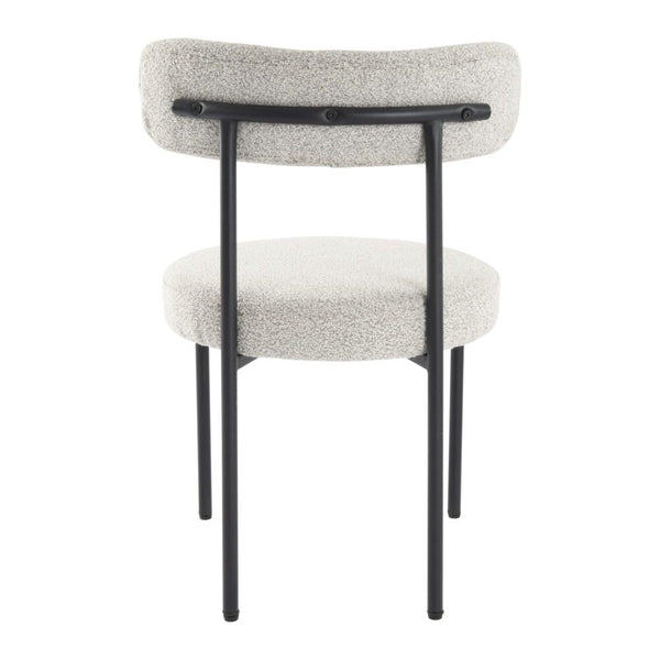 Luxe Boucle Cushioned Elsa In White Quartz Dining Chairs