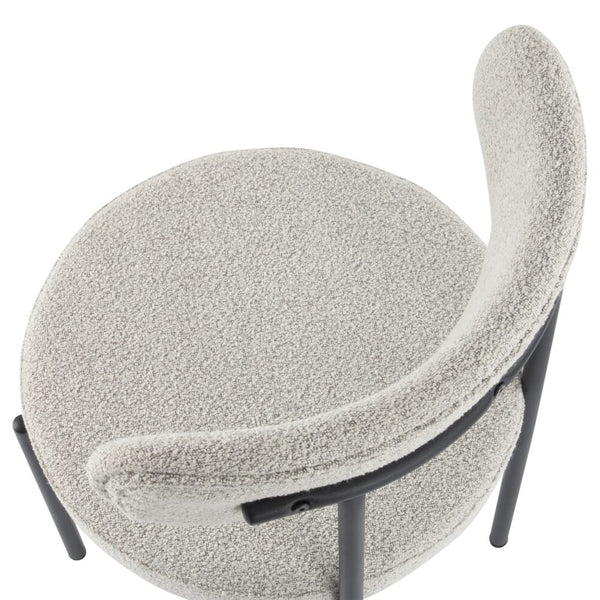 Luxe Boucle Cushioned Elsa In White Quartz Dining Chairs