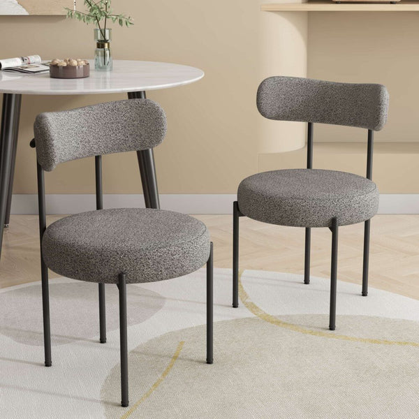 Elsa Slate Grey Boucle (Set Of 2) Mid Century Modern Dining Chairs