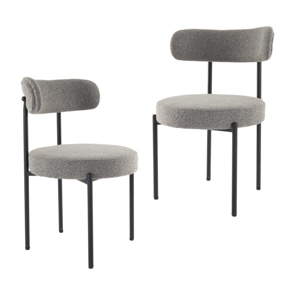 Elsa Slate Grey Boucle (Set Of 2) Mid Century Modern Dining Chairs