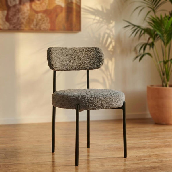 Elsa Slate Grey Boucle (Set Of 2) Mid Century Modern Dining Chairs
