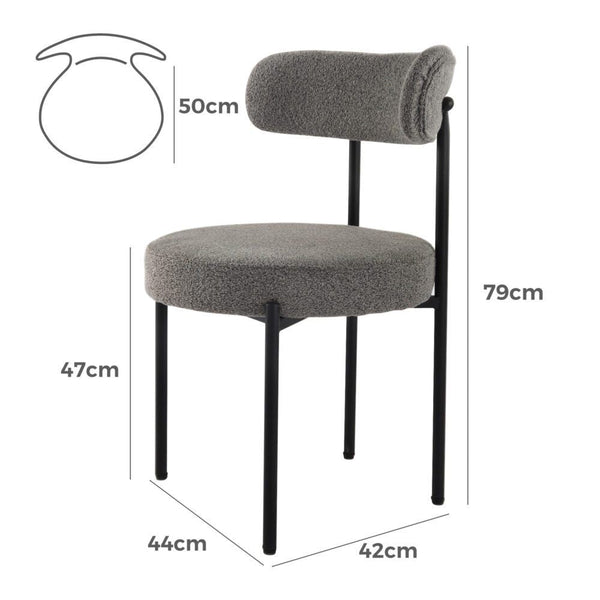Elsa Slate Grey Boucle (Set Of 2) Mid Century Modern Dining Chairs