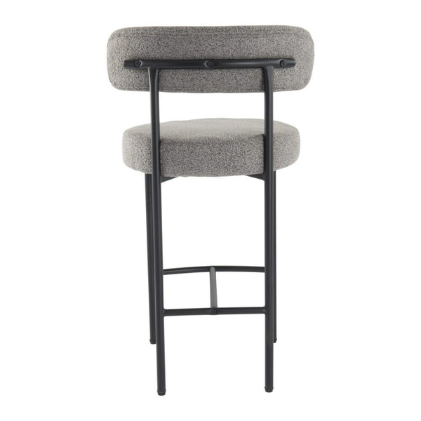 Contemporary Grey Boucle Elsa Low Bar Stools Benches Bar Stools