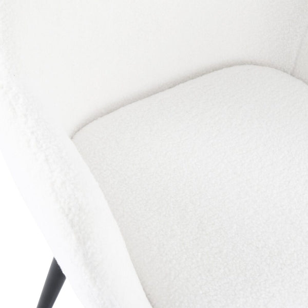 2 Pcs Boucle Teddy Sherpa Fabric Bliss Armrest Dining Chair Ensemble White Dining Chairs