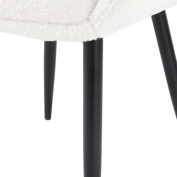 2 Pcs Boucle Teddy Sherpa Fabric Bliss Armrest Dining Chair Ensemble White Dining Chairs