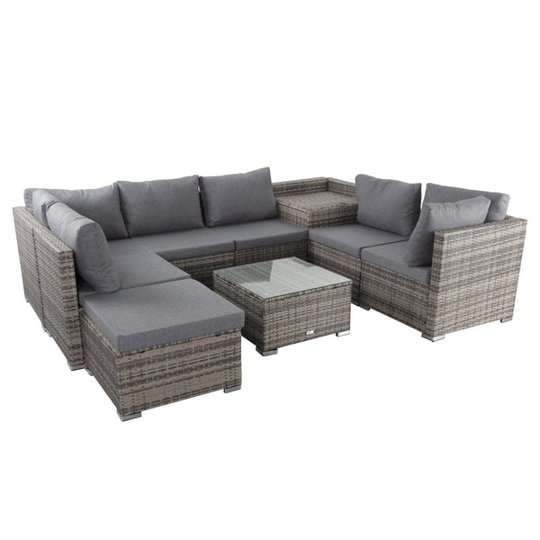Large Modular Outdoor Ottoman Lounge Set In Grey Ottomans Footstools & Poufs
